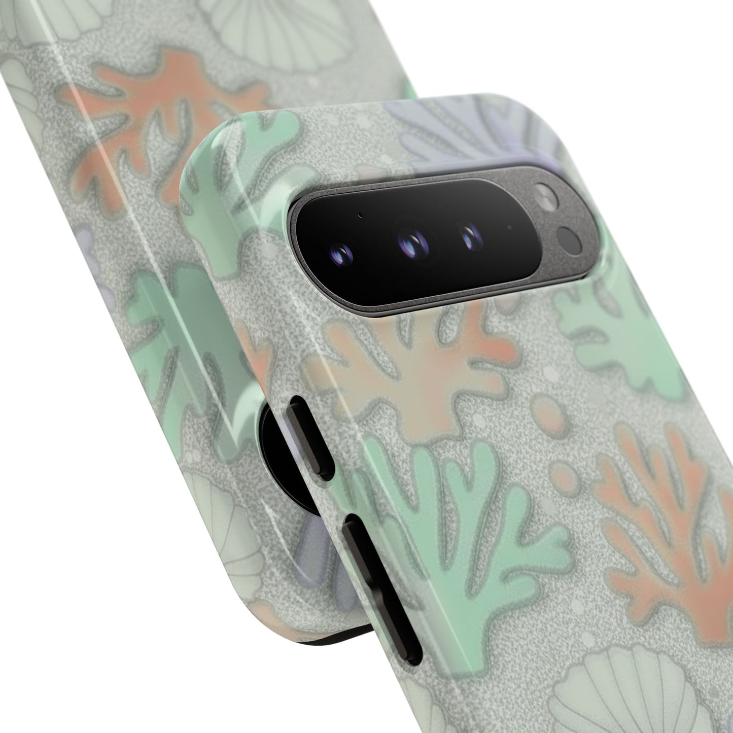 Pastel Coral Reef Tough Phone Case – Sea Shell & Coral Pattern Durable Protector