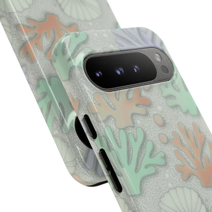 Pastel Coral Reef Tough Phone Case – Sea Shell & Coral Pattern Durable Protector