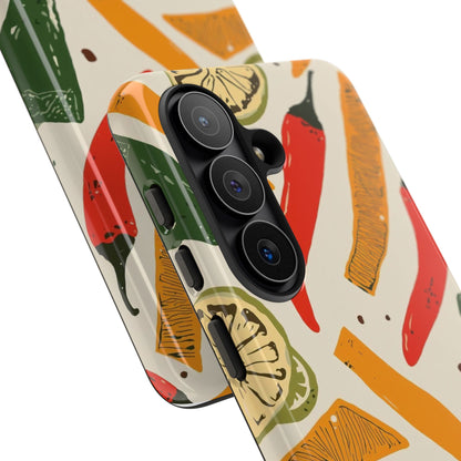 Spicy Peppers Phone Case – Colorful Chili, Lime & Citrus Pattern