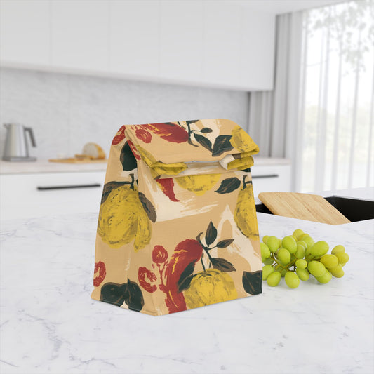 Lemon Chile Polyester Lunch Bag, Eco-Friendly, Beach Day Essentials, Picnic, Back to School, Vibrant Summer Vibe