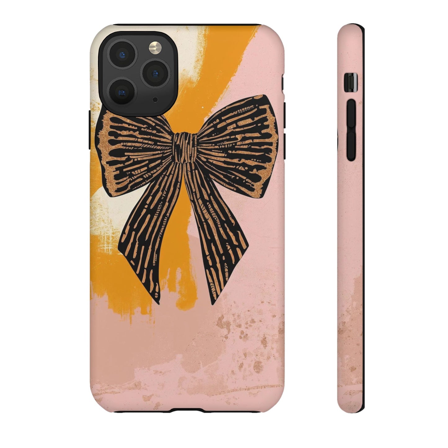 Bow Brushstroke Tough Phone Case — Pink & Mustard