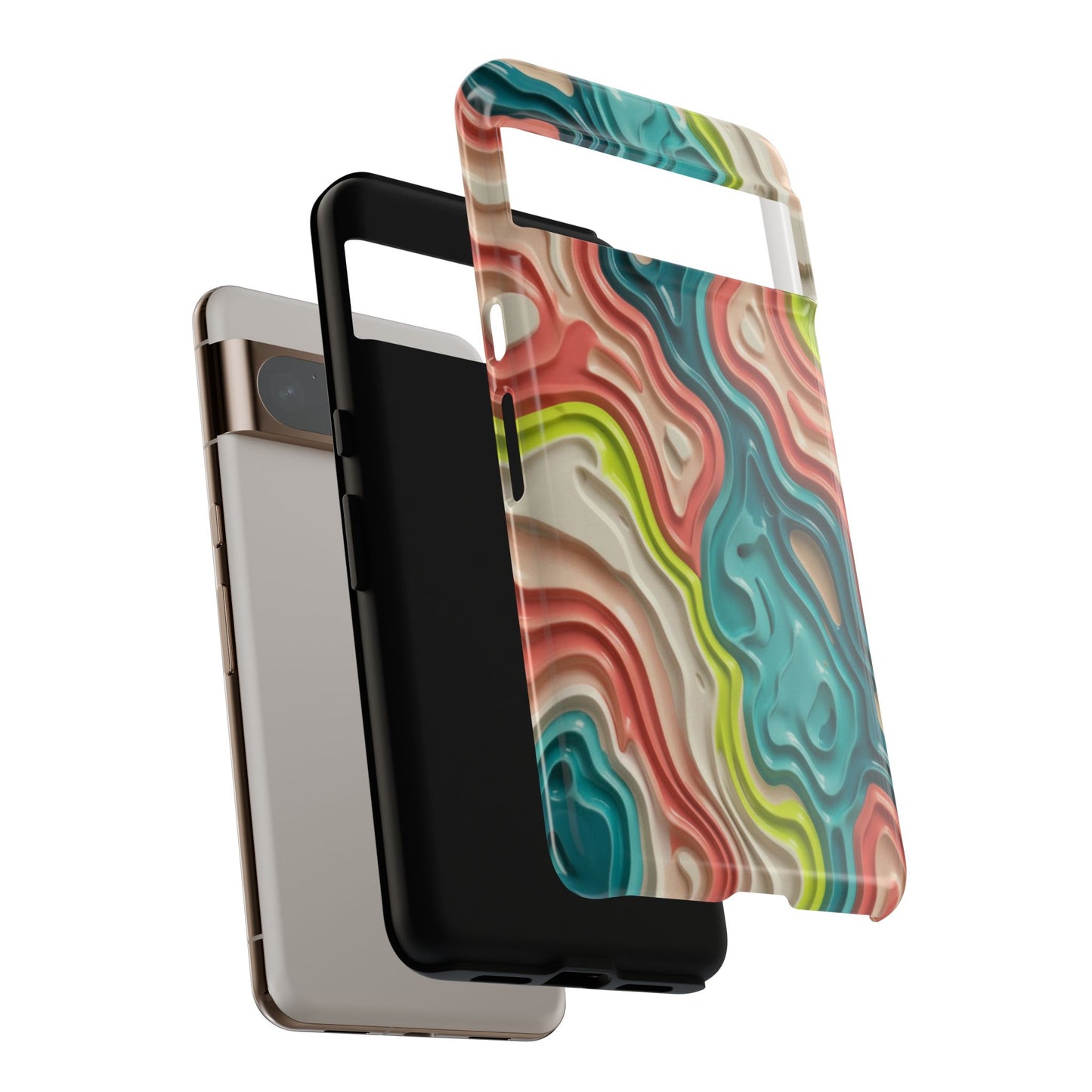 Abstract Contour Phone Case — Colorful Topographic Pattern Tough Case