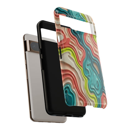 Abstract Contour Phone Case — Colorful Topographic Pattern Tough Case