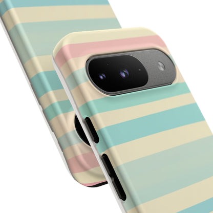 Pastel Striped Tough Phone Case – Protective Retro Rainbow Design