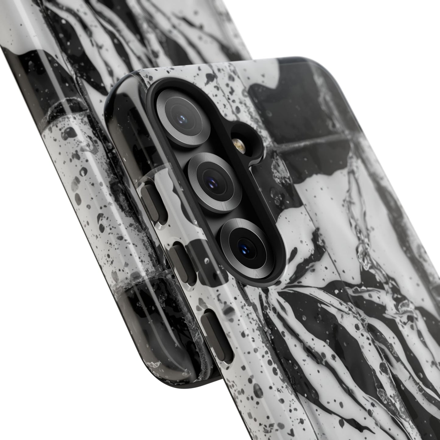 Monochrome Tile Floral Tough Phone Case