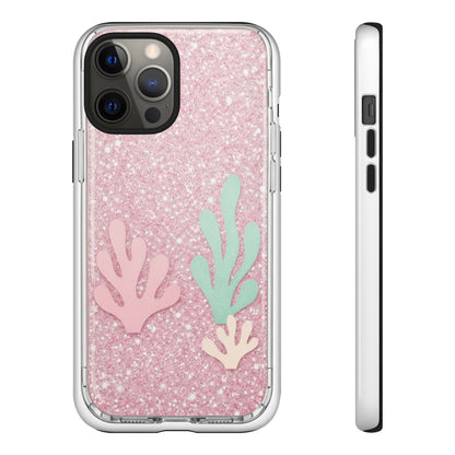 Pink Glitter Seaweed Tough Case - Sparkle Protective Phone Cover