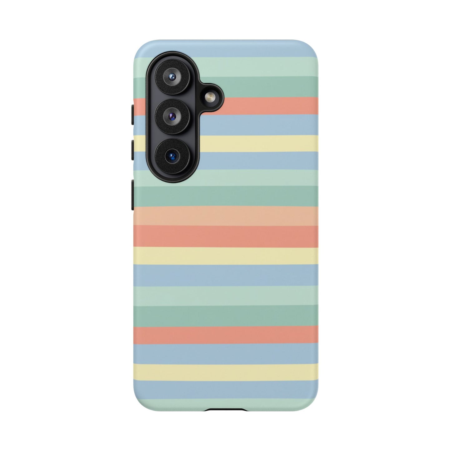 Pastel Striped Phone Case — Retro Horizontal Multi-Color Tough Case