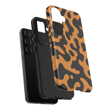 Leopard Print Phone Case — Orange & Black Tough Pattern Protective Cover