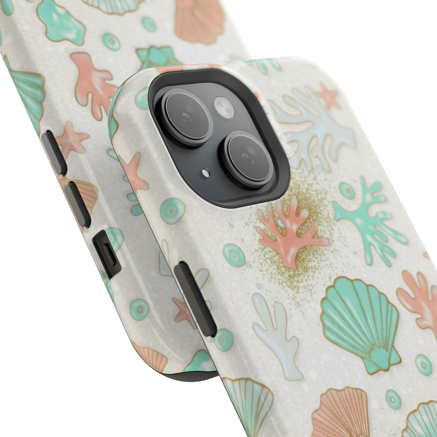Sea Shells Magnetic Impact Phone Case — Pastel Coral & Teal Beach Design