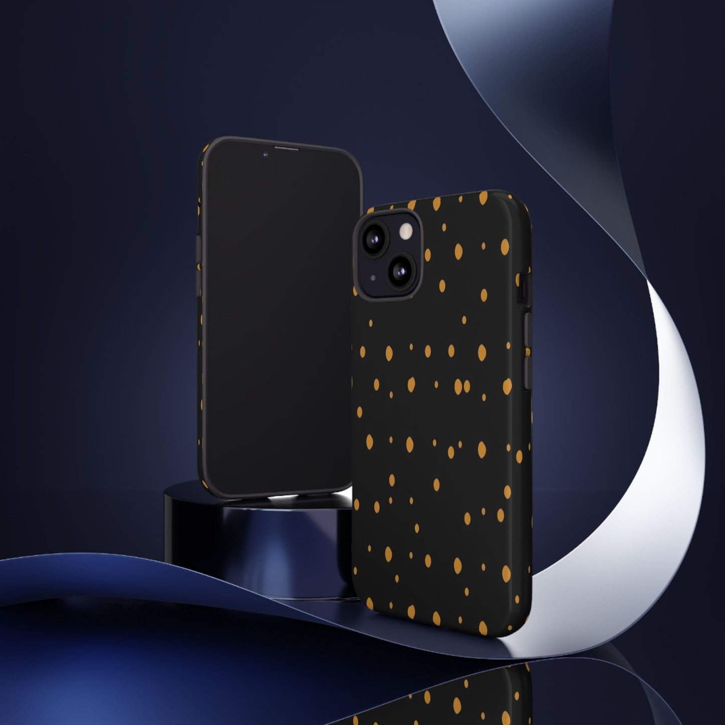 Black & Gold Dot Tough Phone Case — Protective Sparkle Pattern