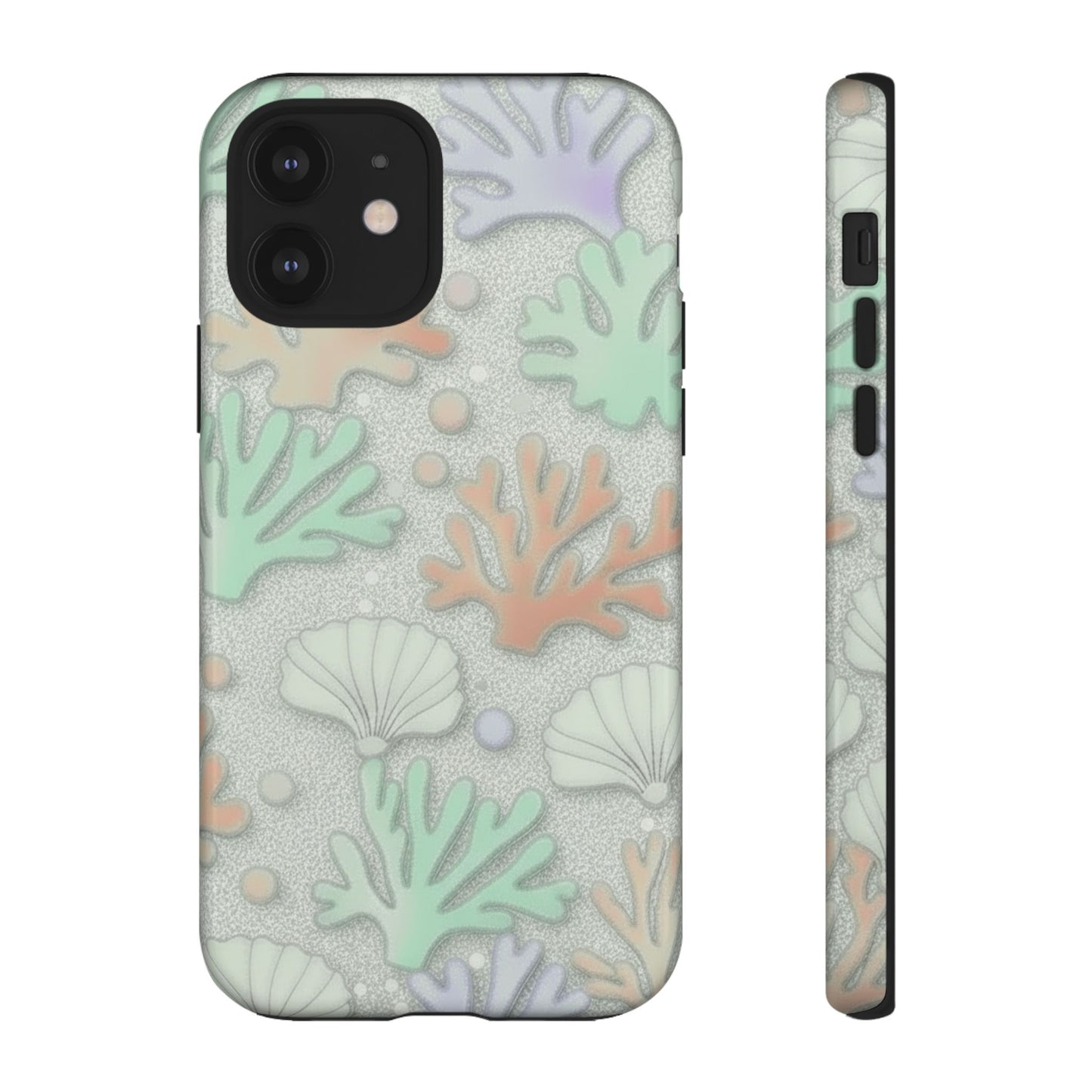 Pastel Coral Reef Tough Phone Case – Sea Shell & Coral Pattern Durable Protector