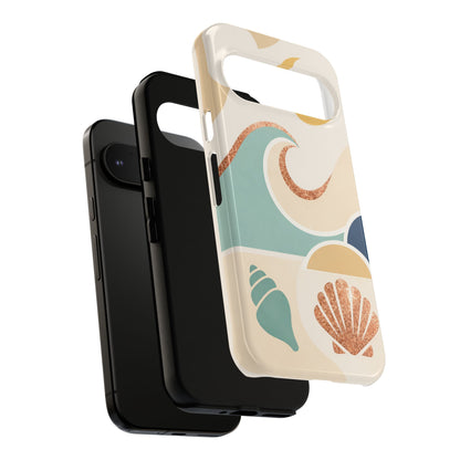 Sea Breeze Tough Phone Case — Retro Waves & Shells Design