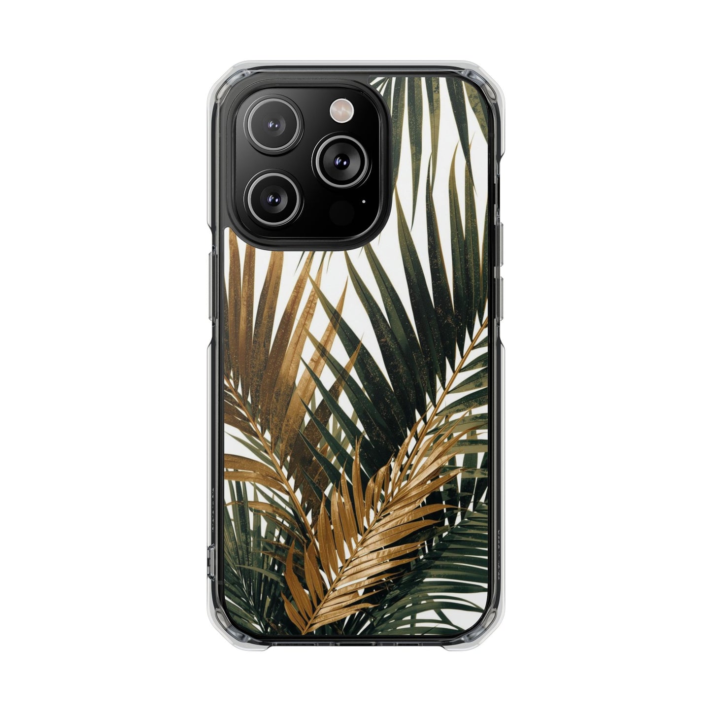 Clear Magnetic Phone Case with Tropical Palm Leaves Design