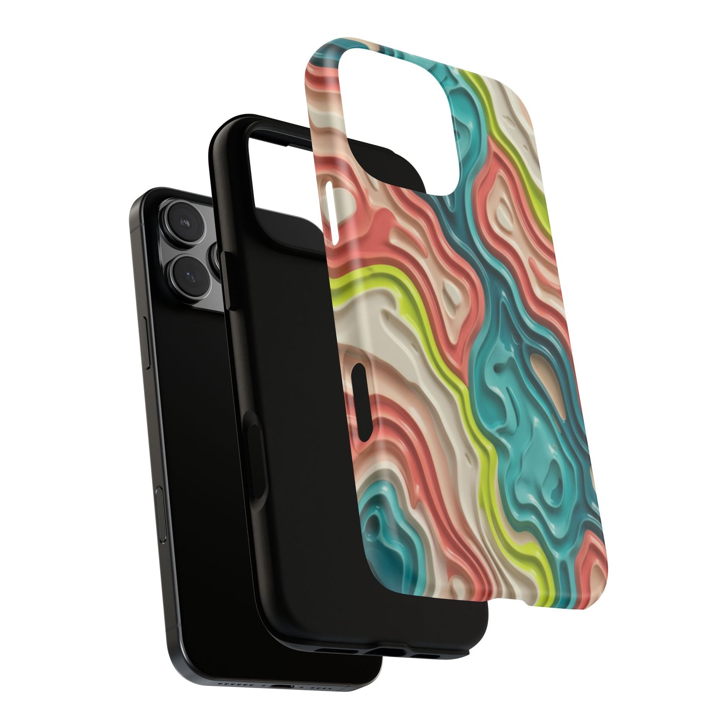 Abstract Contour Phone Case — Colorful Topographic Pattern Tough Case