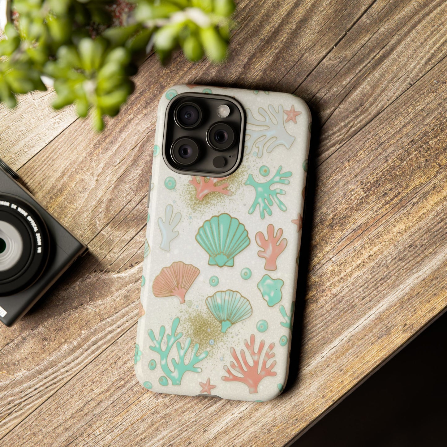 Seashell Coral Phone Case — Pastel Beach Shells Protective Tough Case