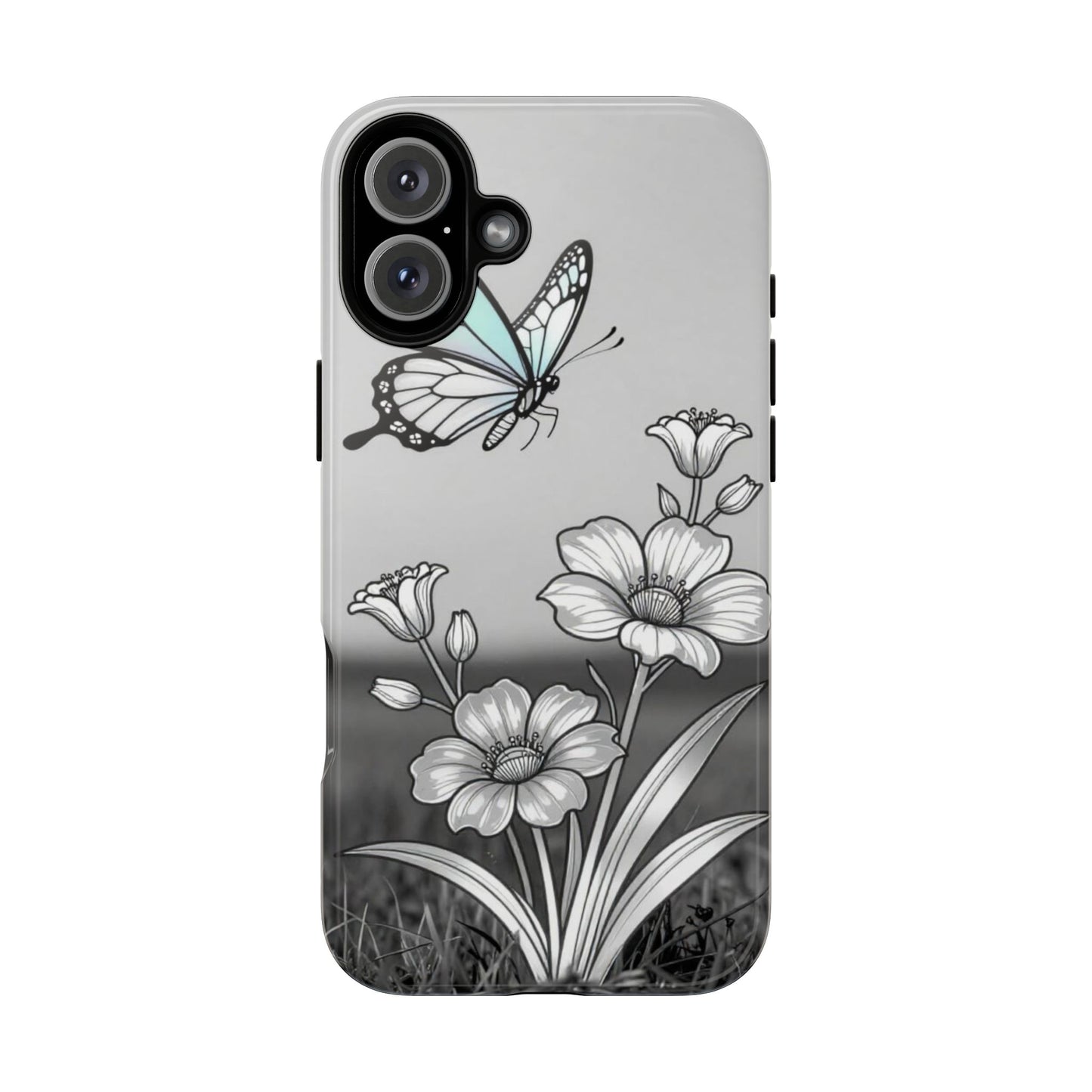 Butterfly & Wildflower Tough Phone Case — Durable Floral Phone Cover