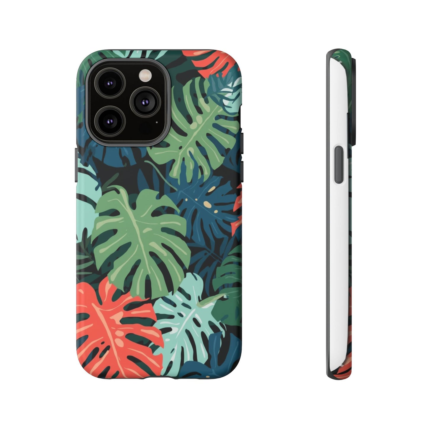 Tropical Monstera Phone Case — Colorful Leaf Protective Tough Case
