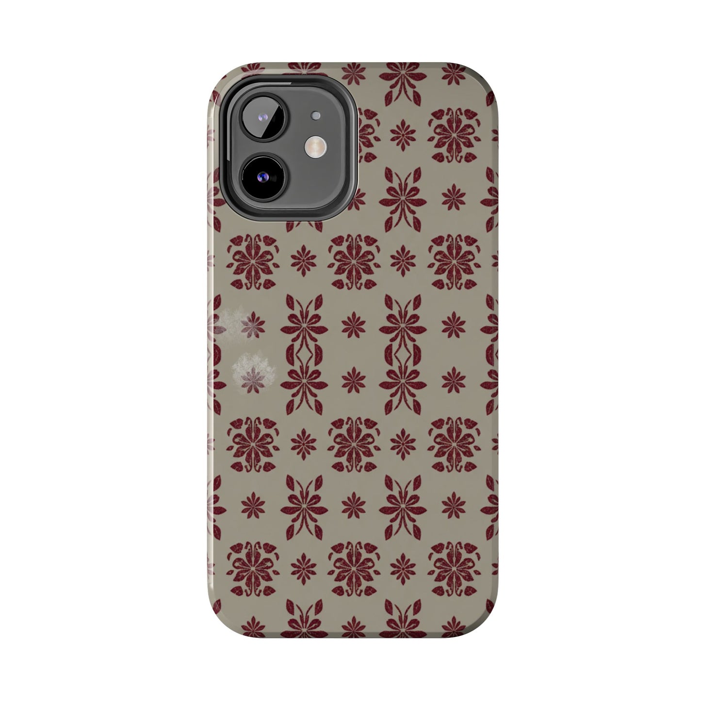 Tough Phone Case — Vintage Red Floral Pattern Protective Cover