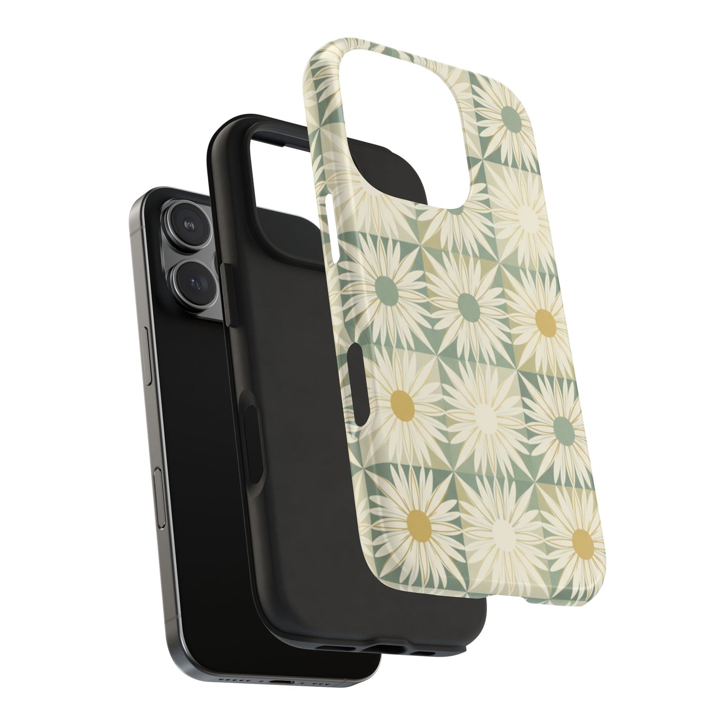 Retro Daisy Tough Phone Case — Vintage Floral Protective Cover for iPhone