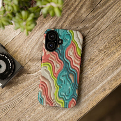 Abstract Contour Phone Case — Colorful Topographic Pattern Tough Case
