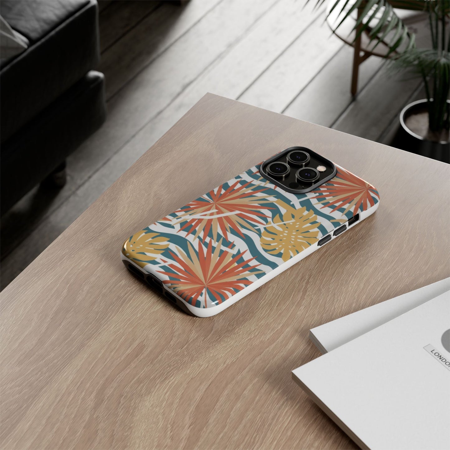Tropical Palm Tough Phone Case – Retro Wave Floral Protective Cover