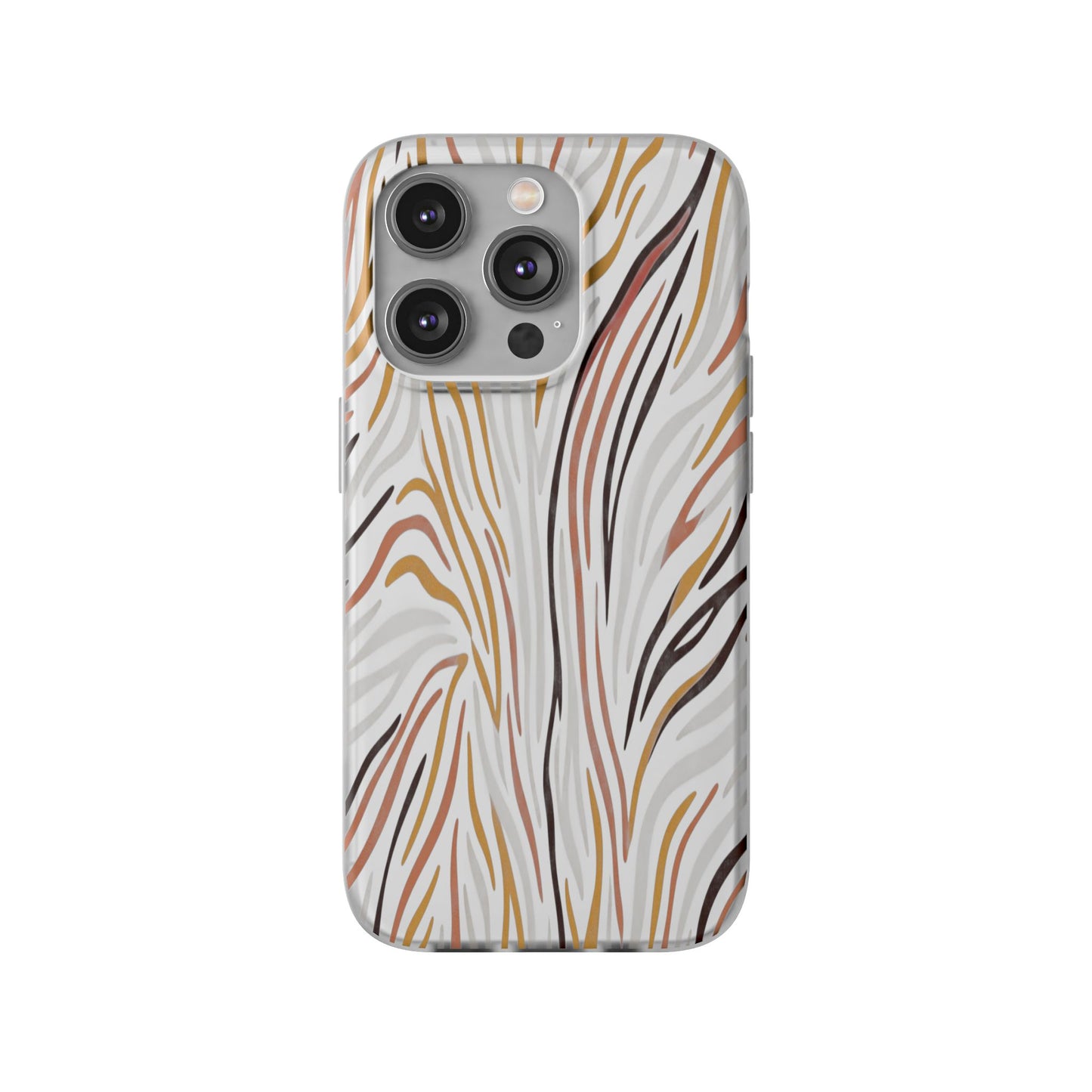 Marbled Neutral Stripe Phone Case — Abstract Beige & Terracotta Flexi Case