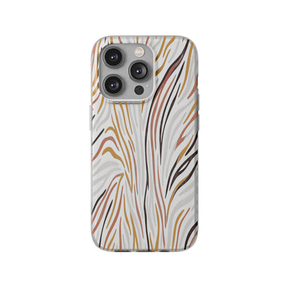 Marbled Neutral Stripe Phone Case — Abstract Beige & Terracotta Flexi Case