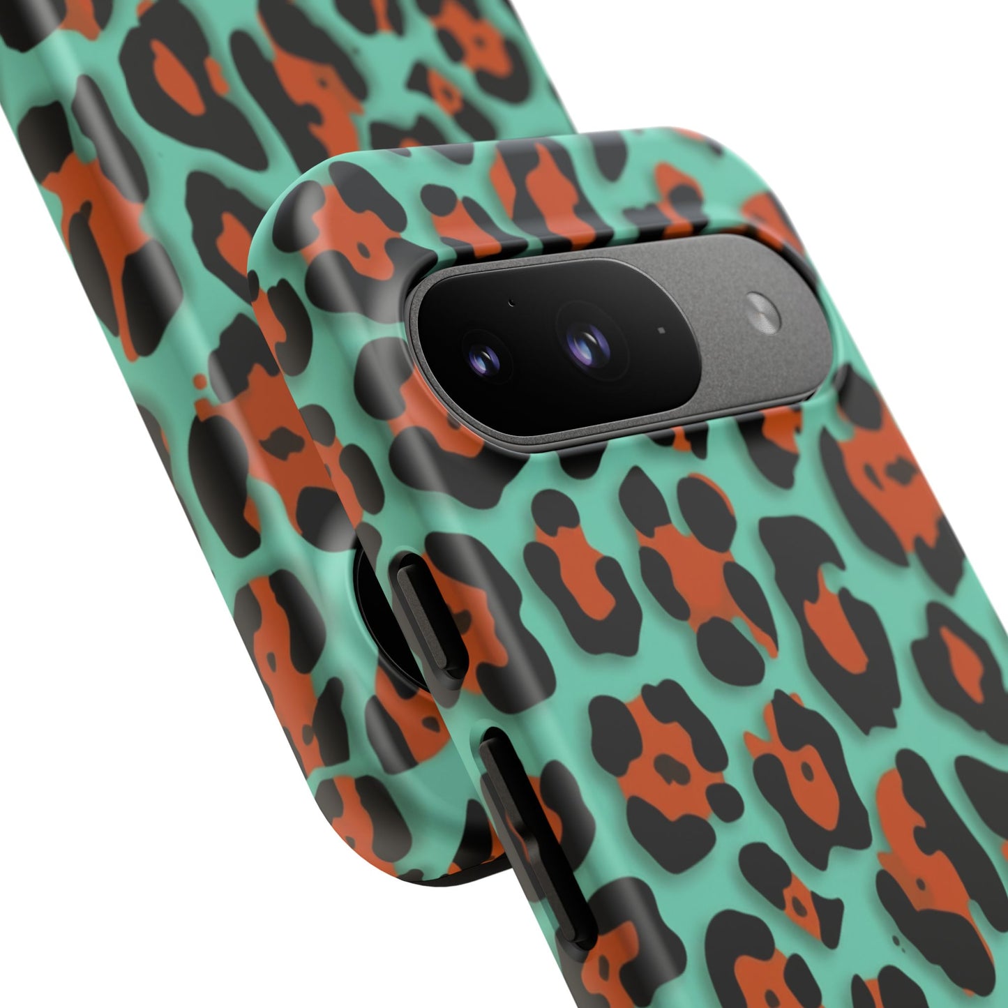 Teal & Rust Leopard Phone Case — Tough Protective Animal Print
