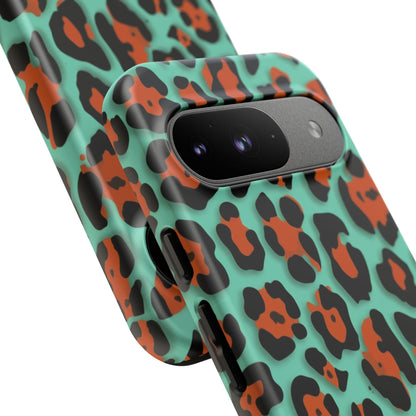 Teal & Rust Leopard Phone Case — Tough Protective Animal Print