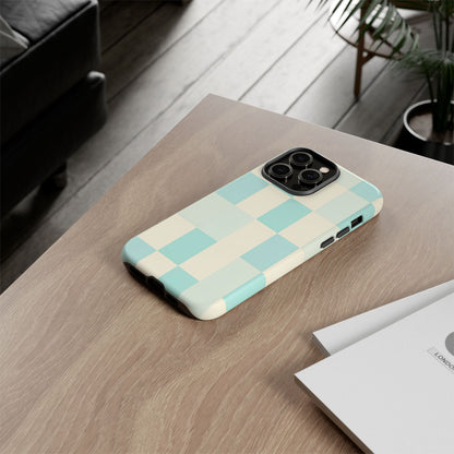Pastel Checkerboard Tough Case – Mint & Cream Protective Phone Cover