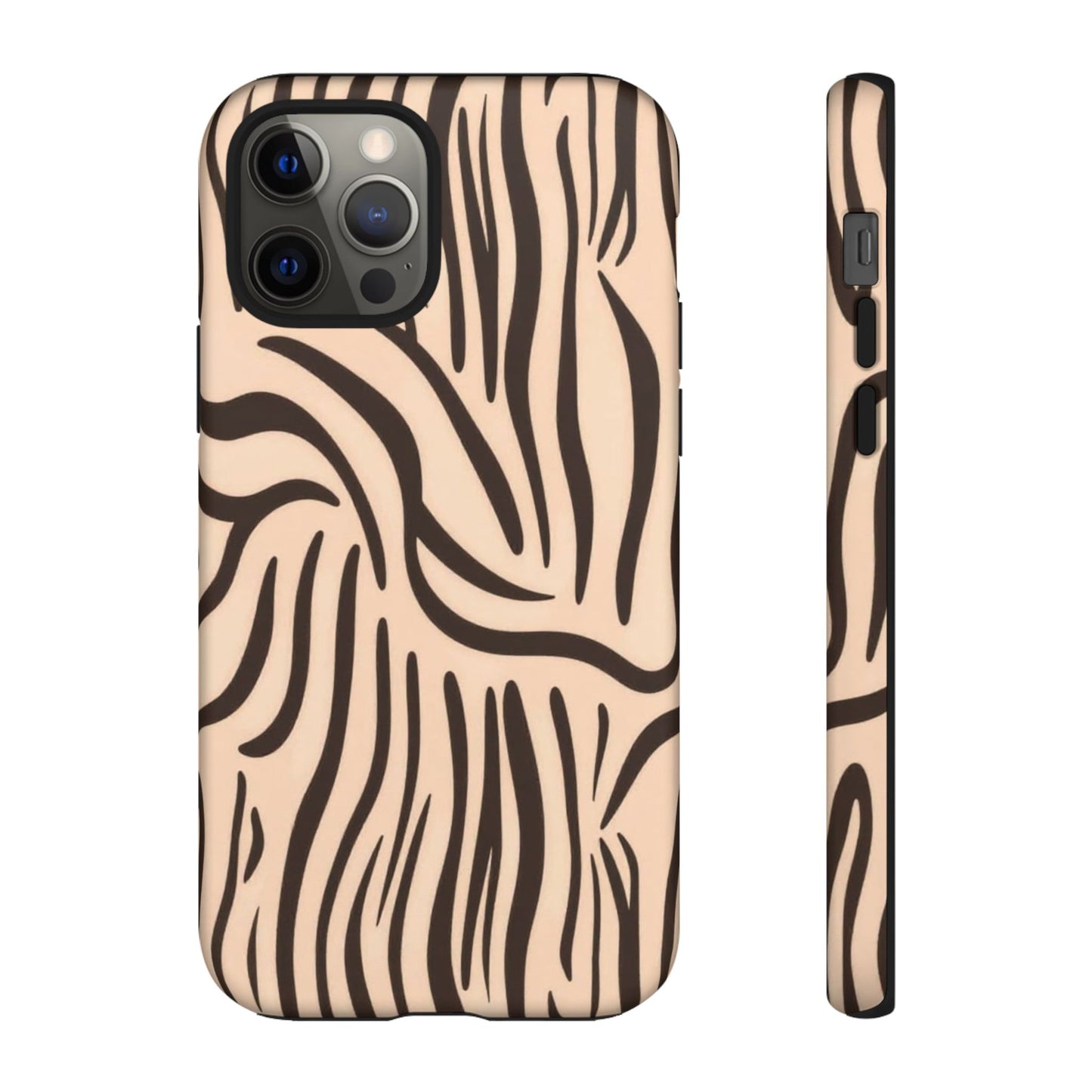 Zebra Stripe Tough Phone Case – Neutral Animal Print Protective Cover