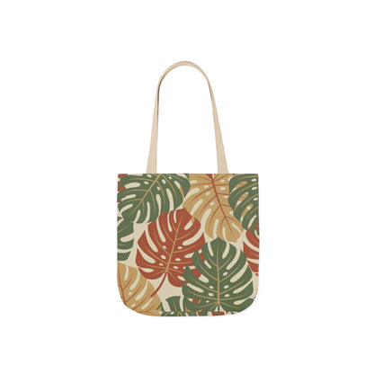 Tropical Monstera Canvas Tote Bag – Earthy Leaf Pattern Eco Shopper