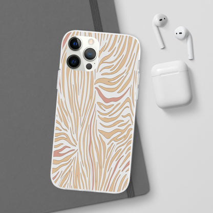 Neutral Zebra Print Flexi Case — Beige & Rose Gold Animal Pattern Phone Cover