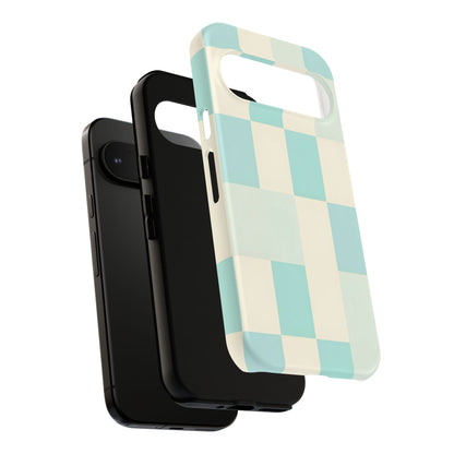 Pastel Checkerboard Tough Case – Mint & Cream Protective Phone Cover