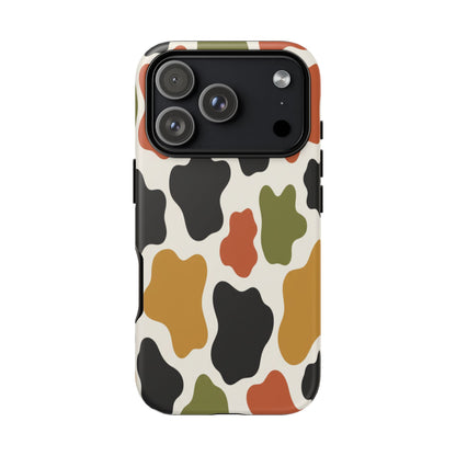Camouflage Pattern Tough Phone Case – Retro Olive, Rust & Mustard Protective Cover