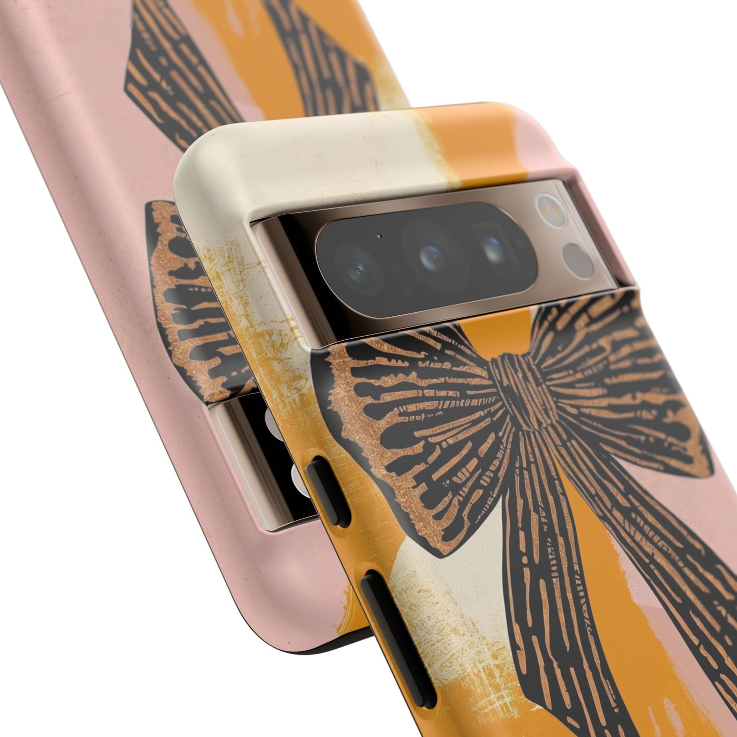 Bow Brushstroke Tough Phone Case — Pink & Mustard