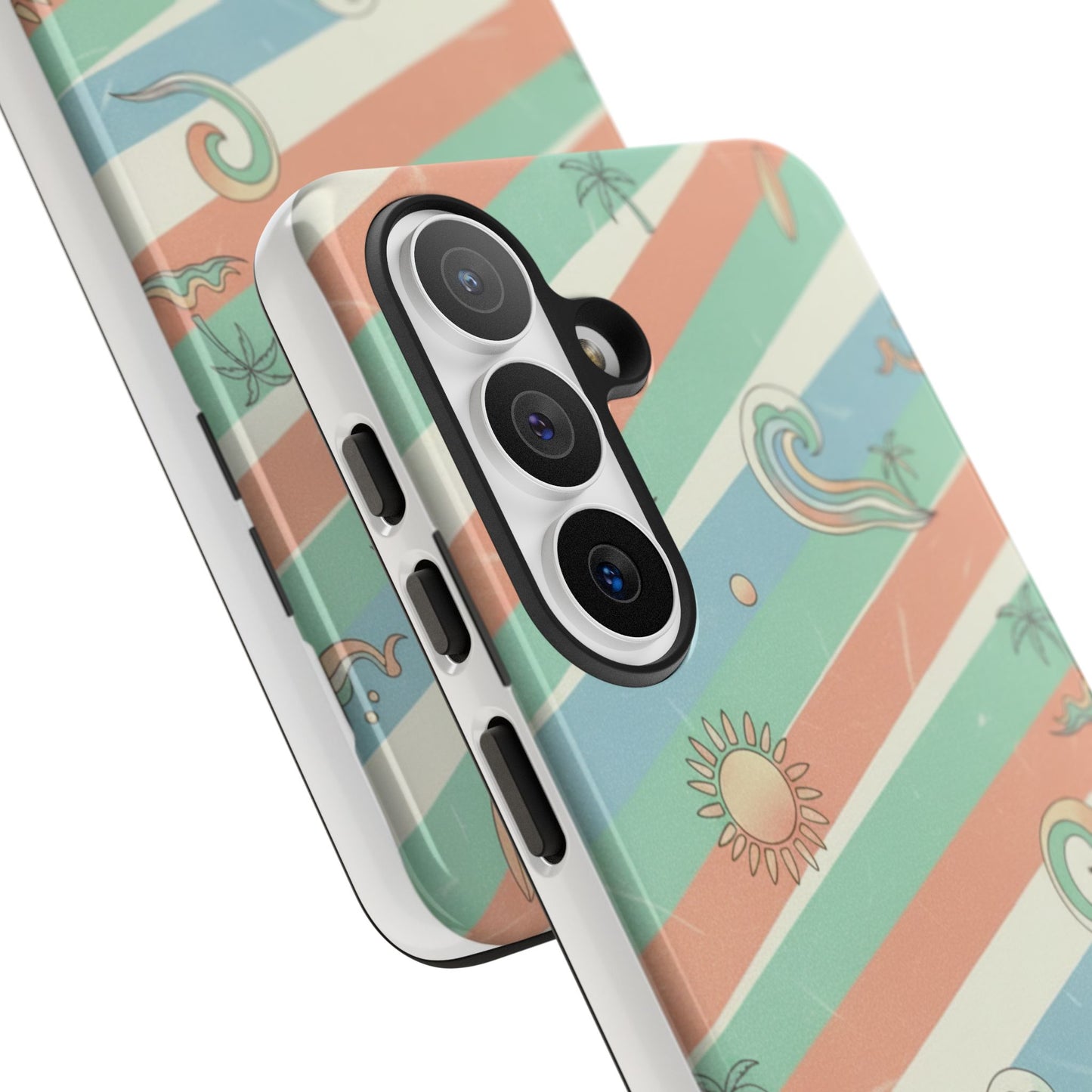 Surf Stripe Tough Phone Case — Retro Beach Waves Pattern