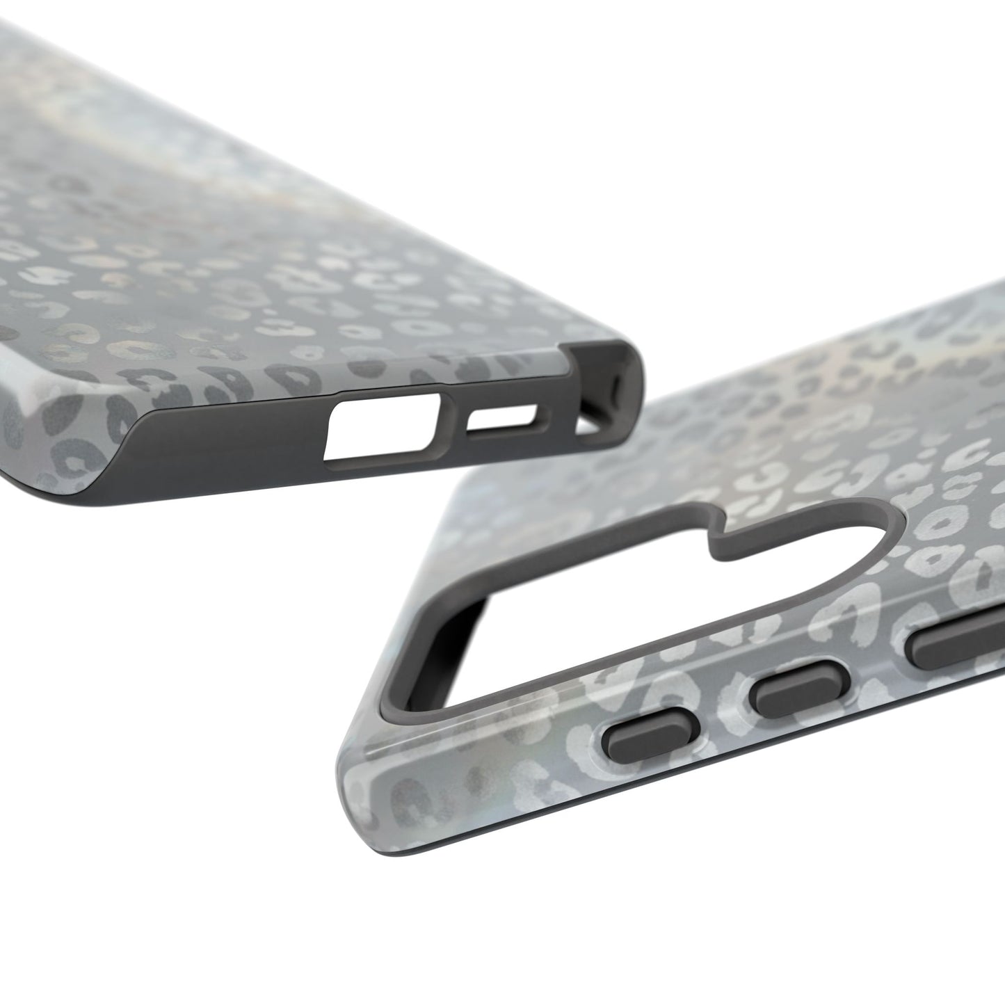 Grey Leopard Print Tough Phone Case — Durable Protective iPhone Cover