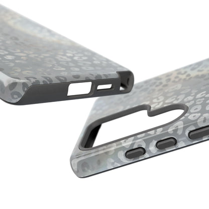 Grey Leopard Print Tough Phone Case — Durable Protective iPhone Cover