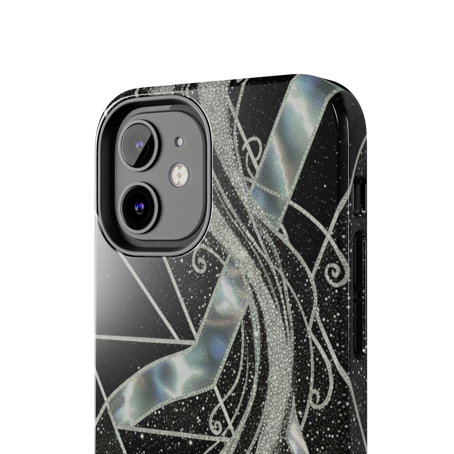 Geometry Tough Phone Case — Iridescent Ribbon on Black Celestial Background