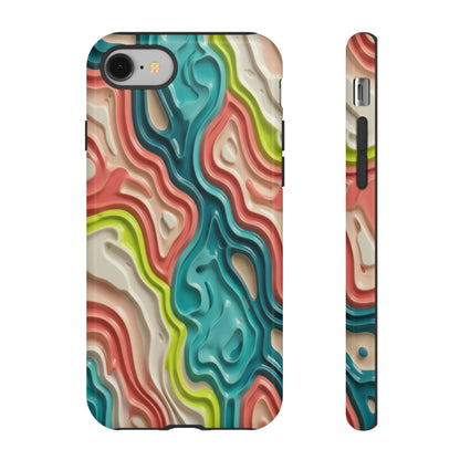 Abstract Contour Phone Case — Colorful Topographic Pattern Tough Case