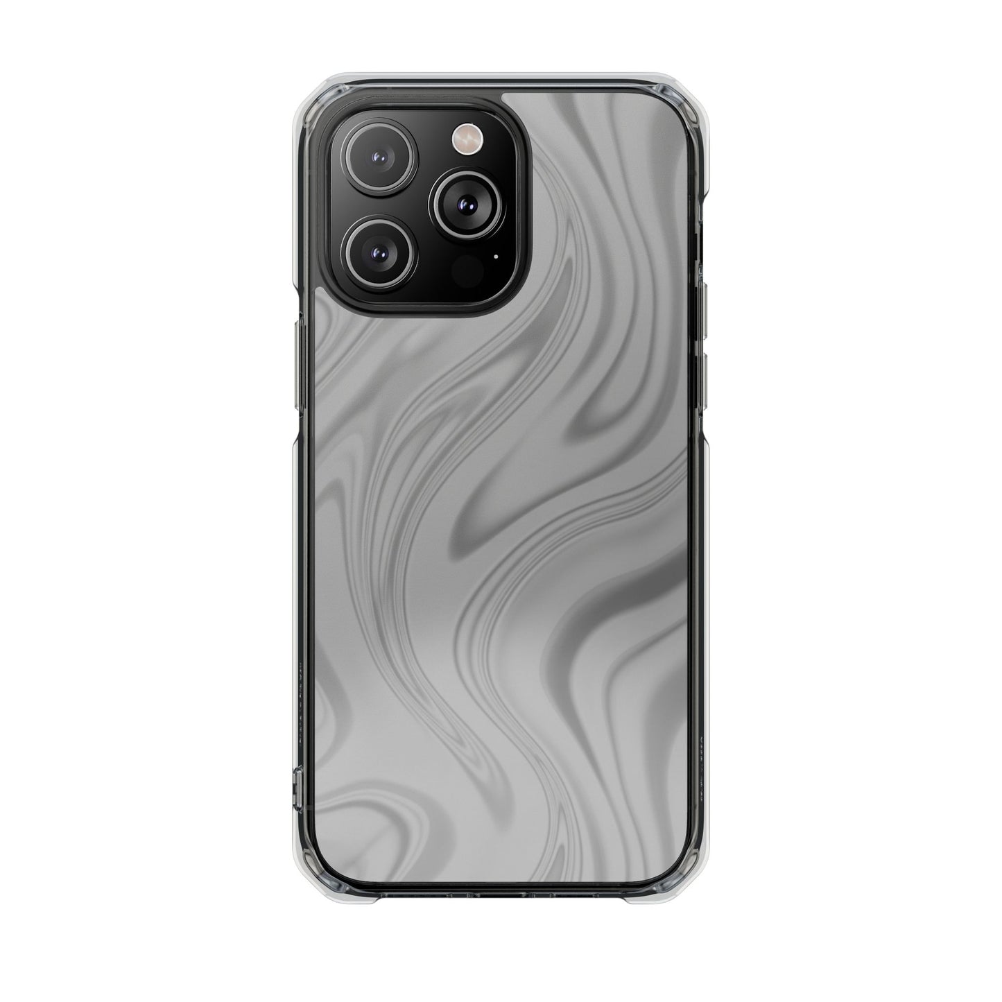 Clear Magnetic Impact Phone Case — Gray Marble Swirl