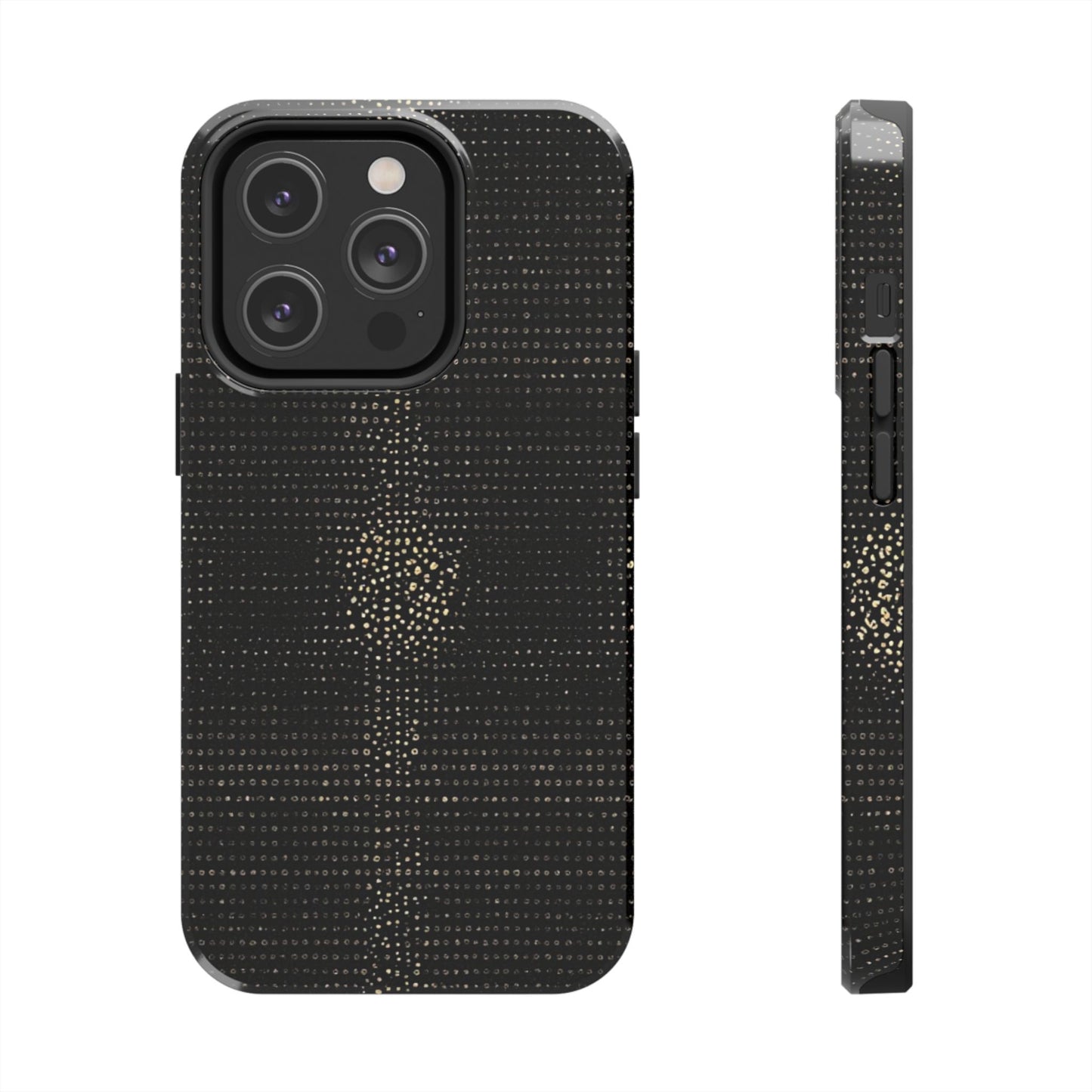 Tough Phone Case — Black Textured Metallic Dot Shield