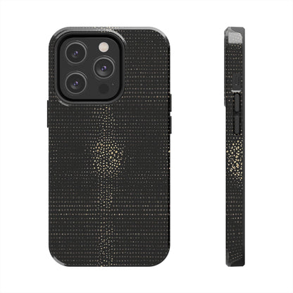 Tough Phone Case — Black Textured Metallic Dot Shield
