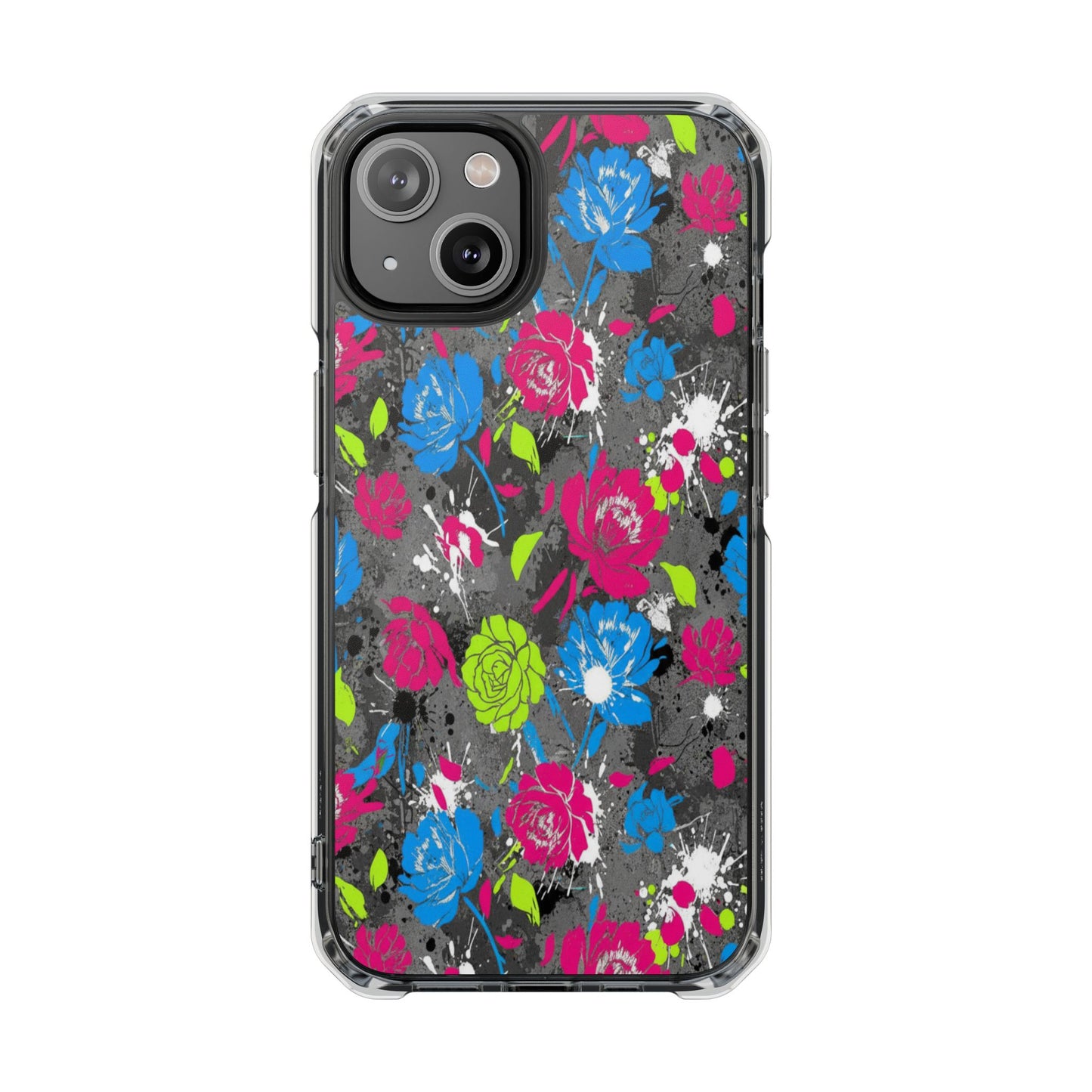 Copy of Clear Magnetic Phone Case — Bright Tropical Floral Impact Protection
