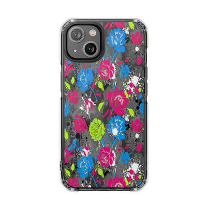 Copy of Clear Magnetic Phone Case — Bright Tropical Floral Impact Protection