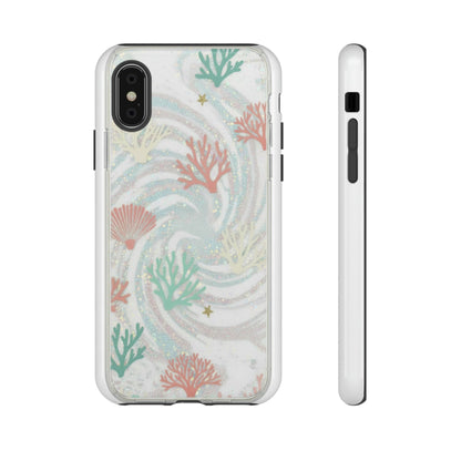 Seafoam Coral Tough Phone Case - Pastel Ocean Wave Design