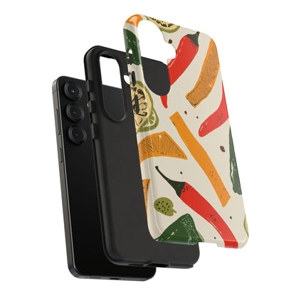 Spicy Peppers Phone Case – Colorful Chili, Lime & Citrus Pattern