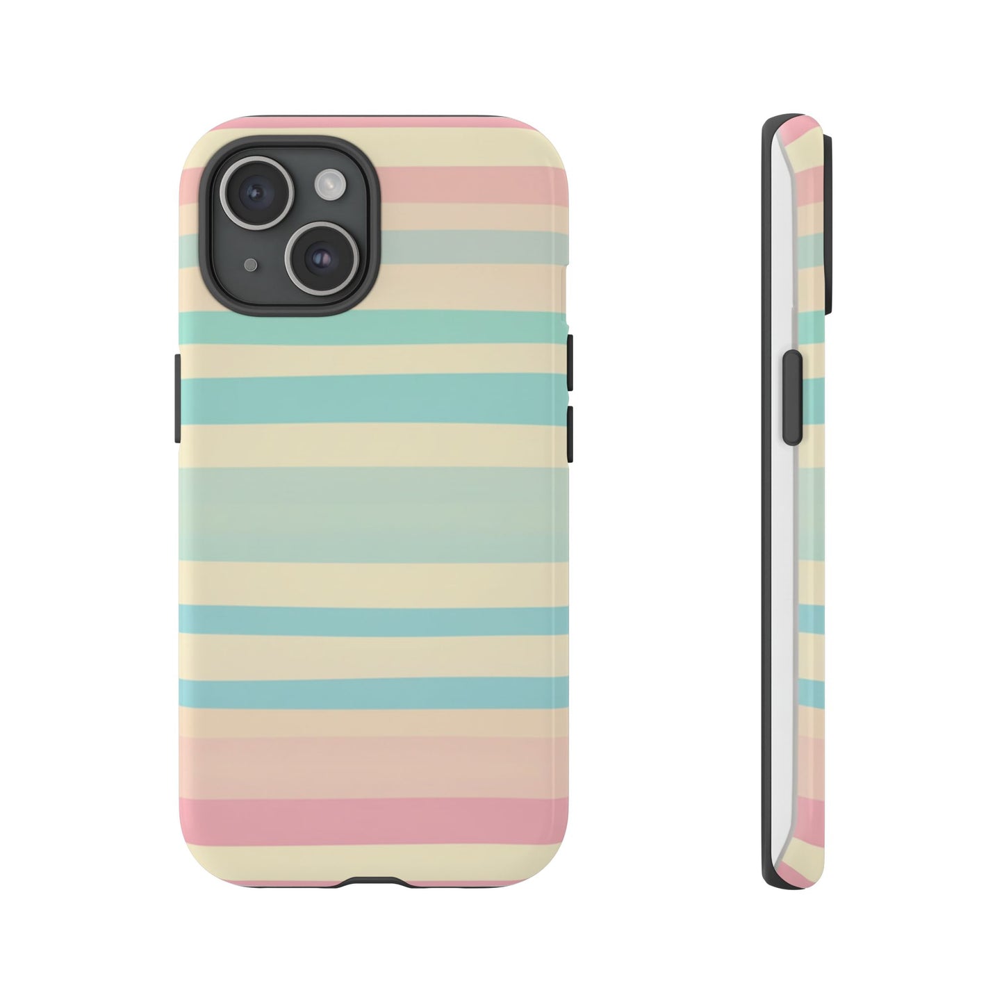 Pastel Striped Tough Phone Case – Protective Retro Rainbow Design