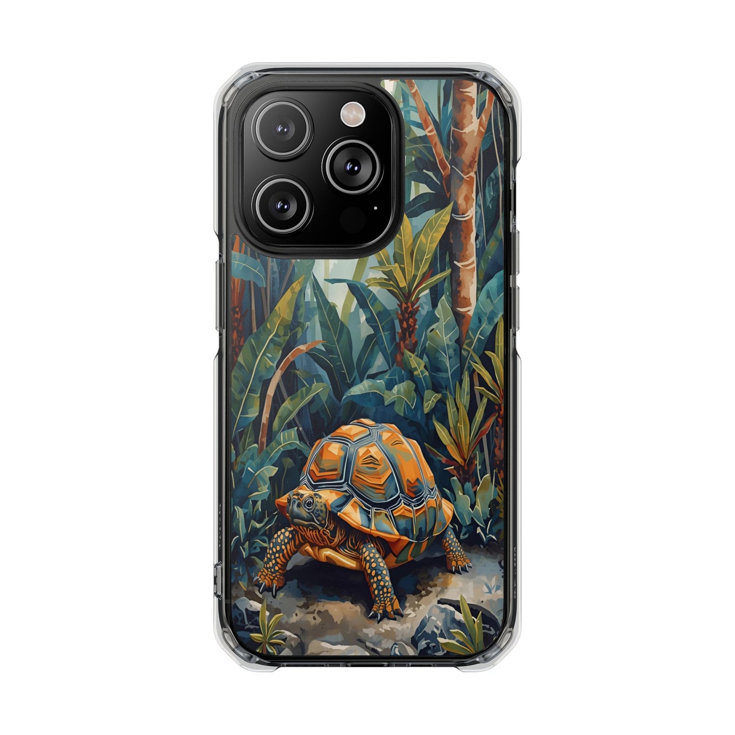 Clear Magnetic Phone Case — Tropical Turtle Art Protective Cover